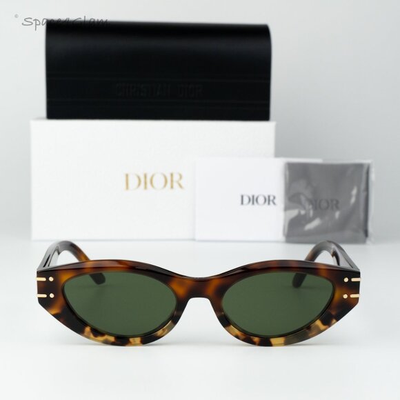 NEW Dior DIORSIGNATURE B5I 24C0 Honey Havana Green Unisex Cat Eye Sunglasses - Picture 3 of 9